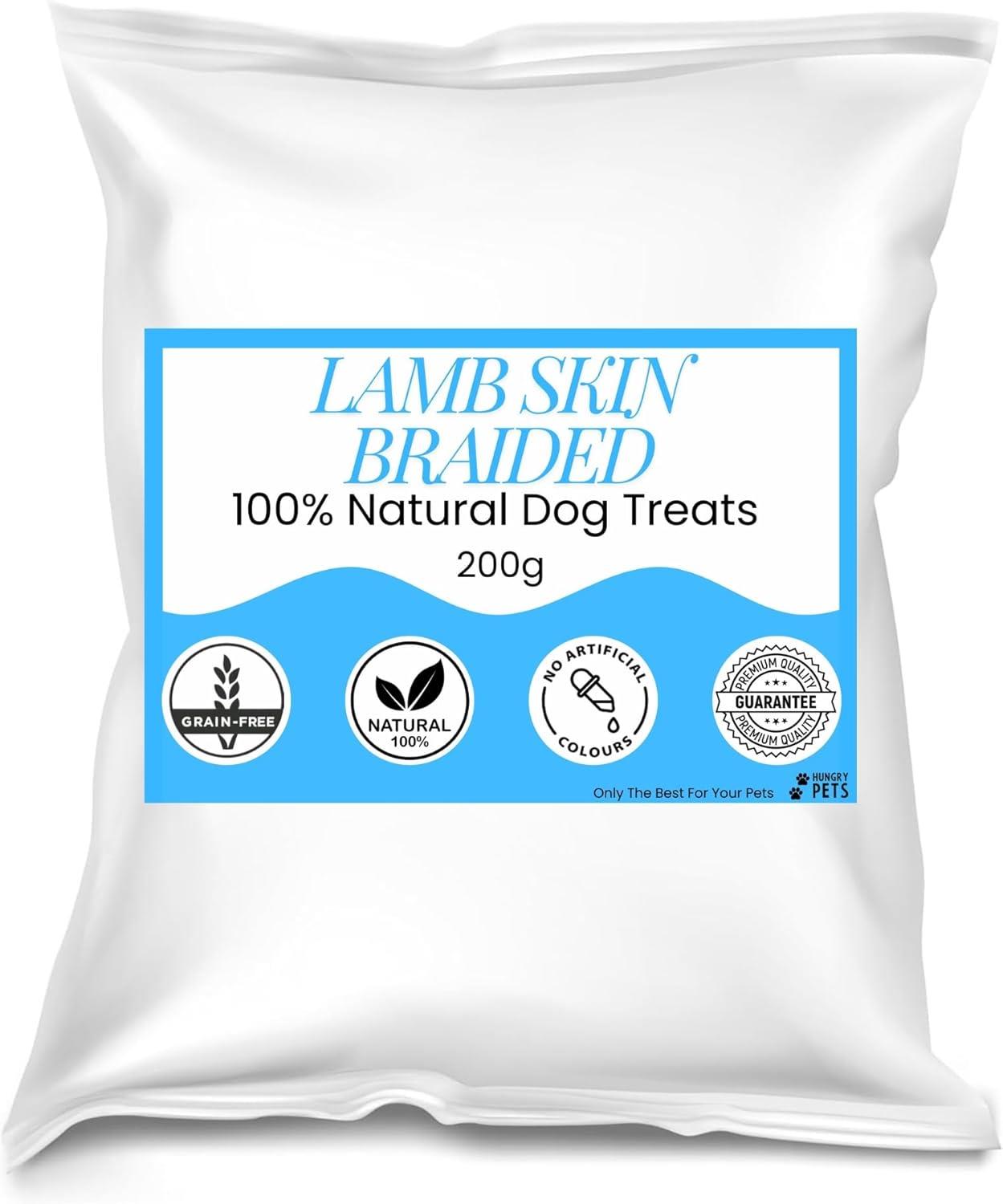Hungry Pets Lamb Skin Braided Dog Chews 15cm | 200g Pouch