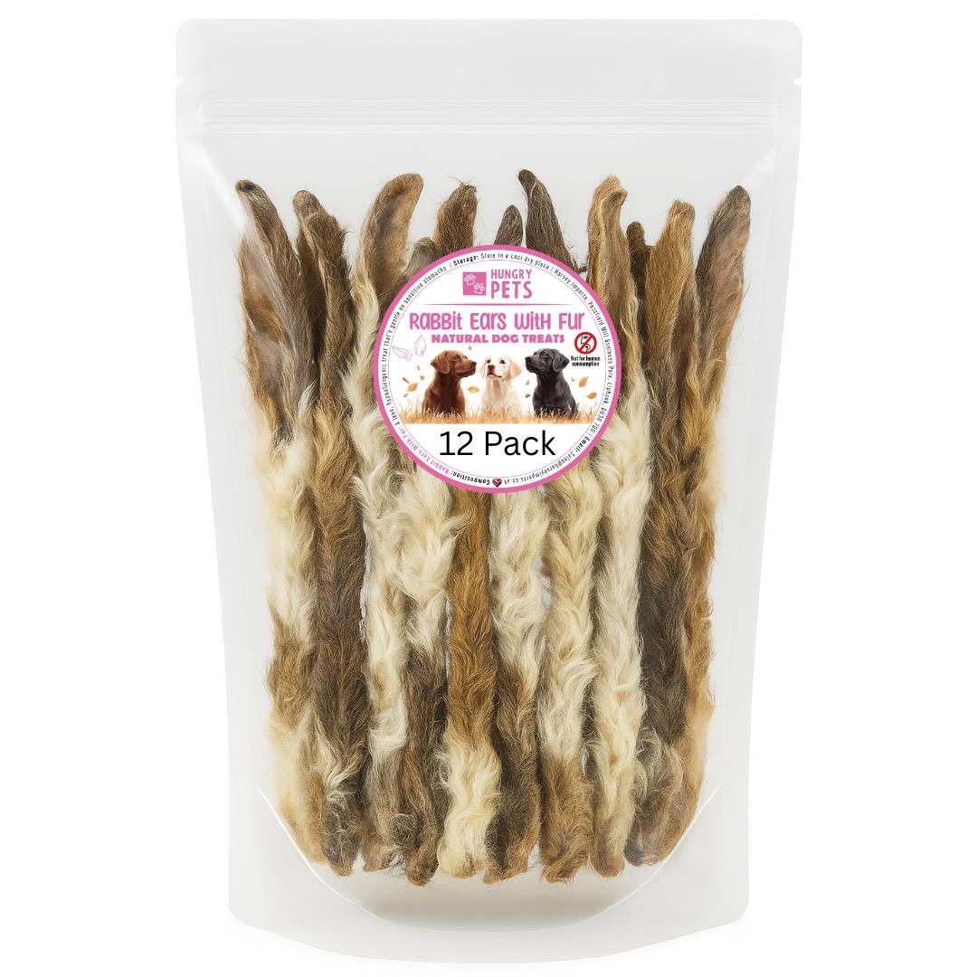 Hungry Pets Rabbit Ears With Fur 10 Pack