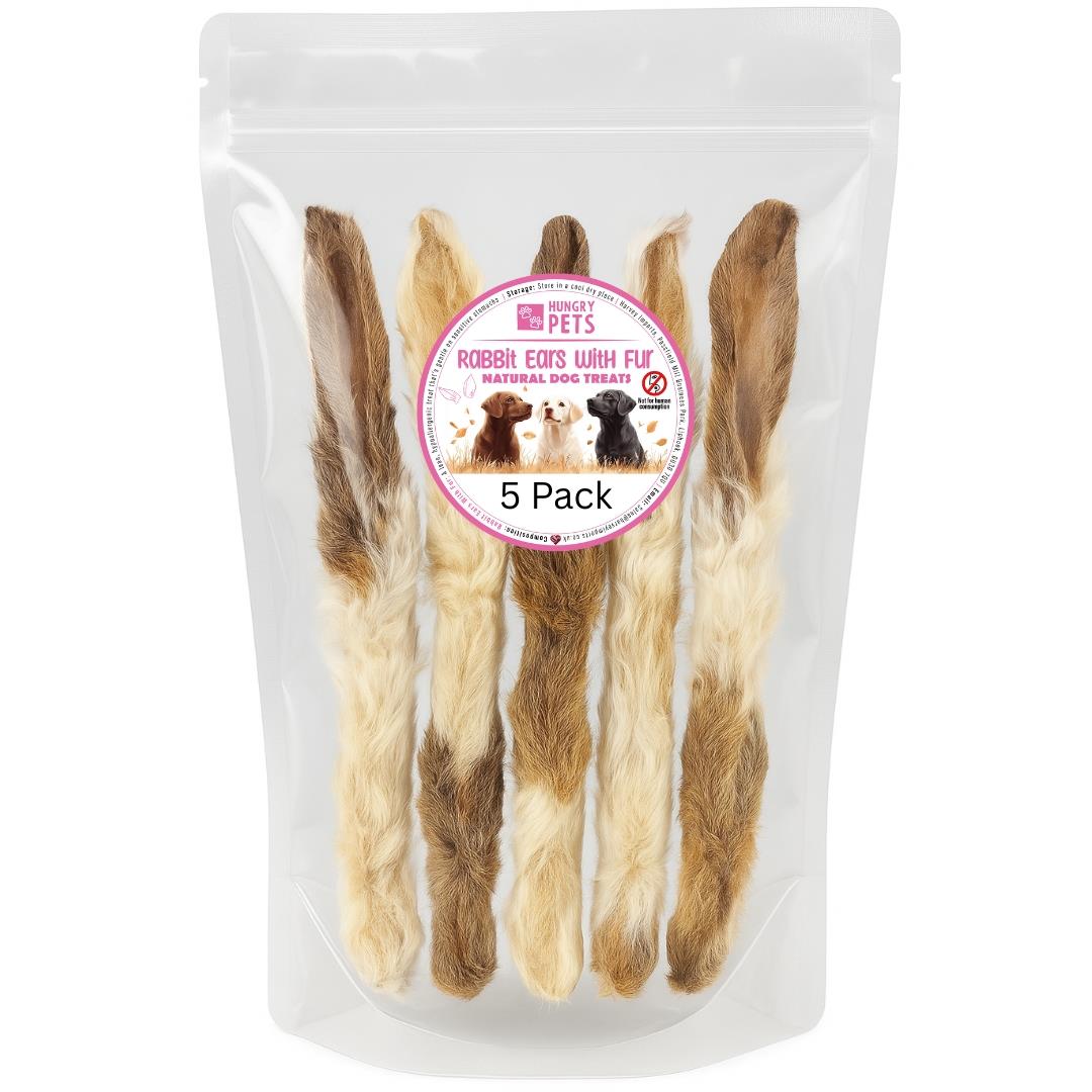 Hungry Pets Rabbit Ears With Fur 5 Pack
